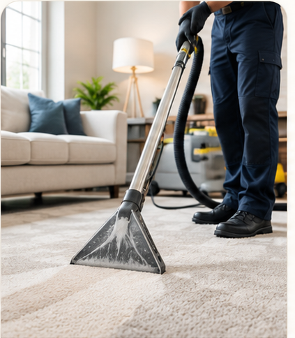 Professional carpet cleaning using extraction equipment